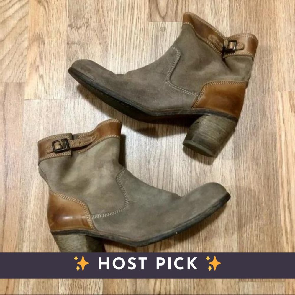 Free People ♡ Suede & Leather Western Heel Boots